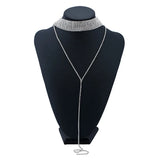 Crystal Choker Necklace Rhinestone Double-Strand Bridal Jewelry