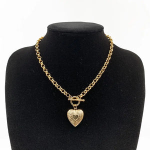 Punk Heart Pendant Necklace Vintage Geometric Chain Necklace