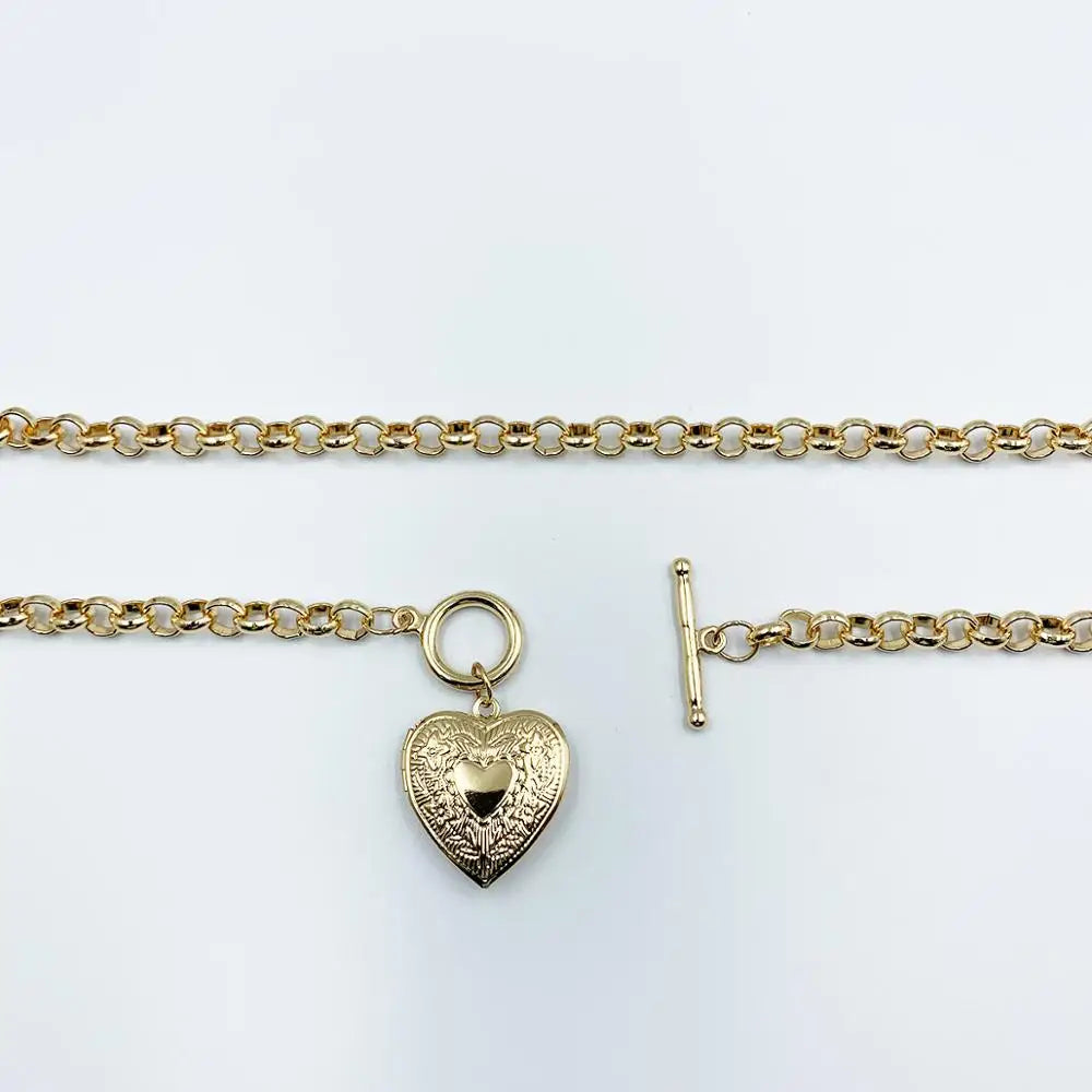 Punk Heart Pendant Necklace Vintage Geometric Chain Necklace