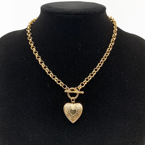 Punk Heart Pendant Necklace Vintage Geometric Chain Necklace