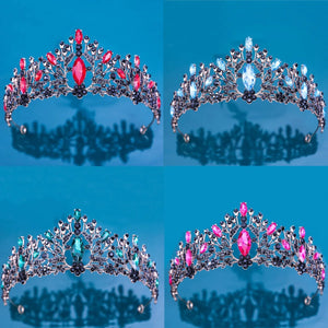 Baroque Crystal Tiara Crown Vintage Bridal Bride Rhinestone Crown