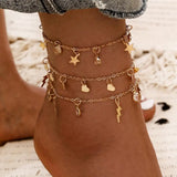 Vintage Bohemian Chain Anklets Key Heart Butterfly Leg Ankle Bracelet
