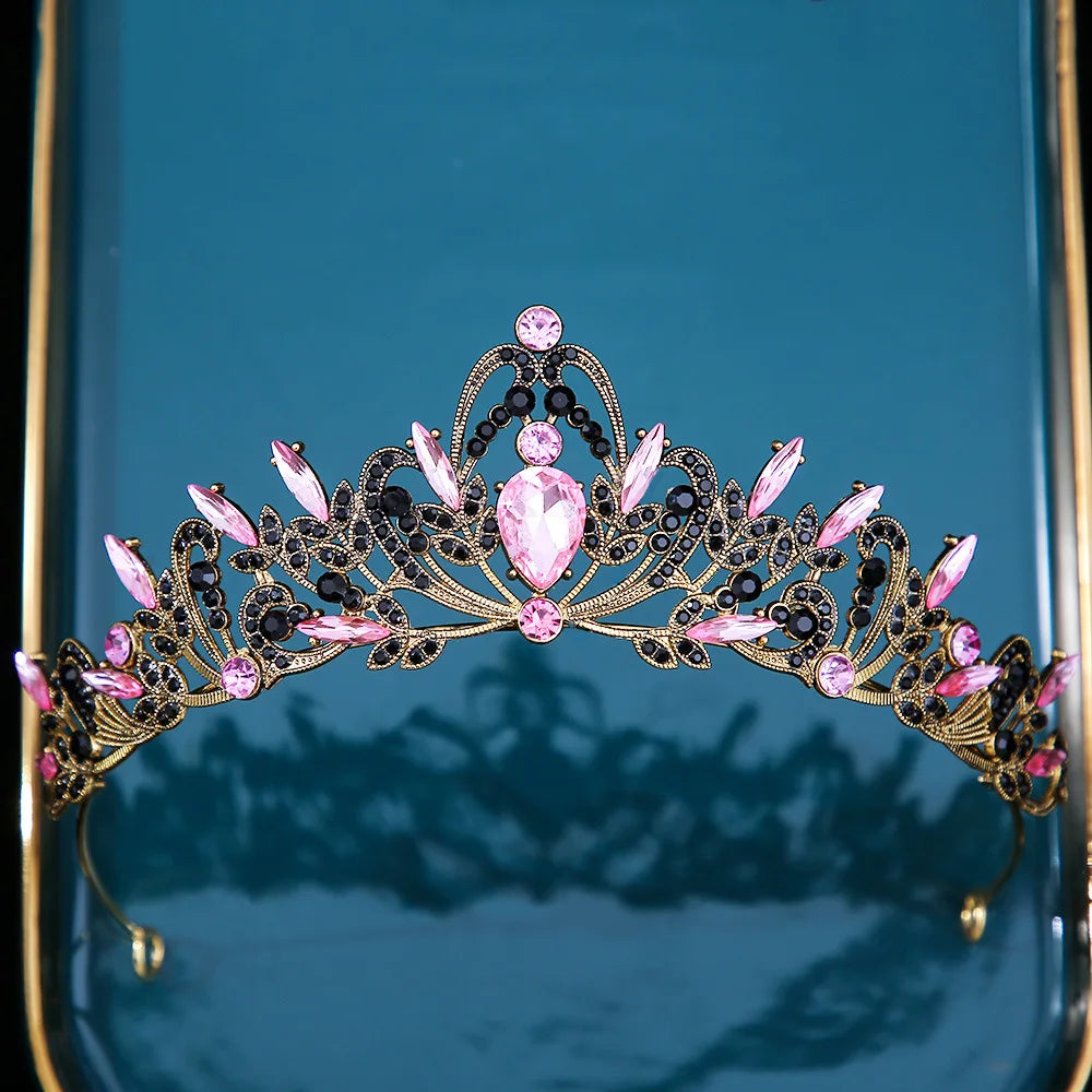 Baroque Princess Bridal Crown Purple Pink Crystal Tiara