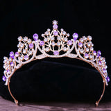 Baroque Princess Queen Bridal Crown Purple Crystal Tiara