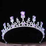 Baroque Princess Queen Bridal Crown Purple Crystal Tiara