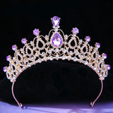Baroque Princess Queen Bridal Crown Purple Crystal Tiara