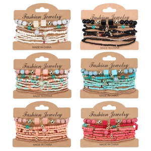 Bohemian Acrylic Crystal Beads Bracelet Multicolor Elastic Rope Strand
