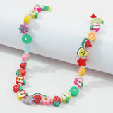 Bohemian Multicolor Resin Fruit Pendant Necklace for Women