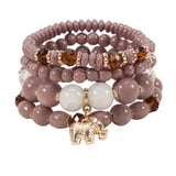 Bohemian Crystal Beads Bracelet Elephant Charm Elastic Rope Bracelet