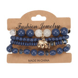 Bohemian Crystal Beads Bracelet Elephant Charm Elastic Rope Bracelet