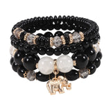 Bohemian Crystal Beads Bracelet Elephant Charm Elastic Rope Bracelet