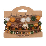 Bohemian Crystal Beads Bracelet Elephant Charm Elastic Rope Bracelet
