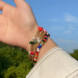 Boho Baroque Pearl Beads Strand Bracelet Multicolor Acrylic Flower Bracelet Set