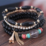 Bohemian Crystal Leaves Bracelet Ethnic Tassel Beads Wrap Bracelet