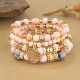 Pink Crystal Heart Charm Bracelet Ethnic Tree Of Life Wrap