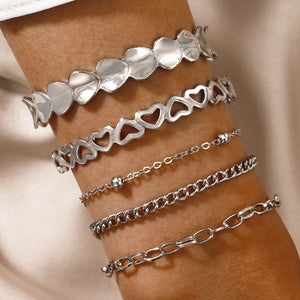 Boho Rhinestone Butterfly Bracelet Set Vintage Jewelry