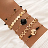 Boho Rhinestone Butterfly Bracelet Set Vintage Jewelry