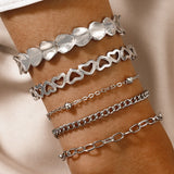 Boho Rhinestone Butterfly Bracelet Set Vintage Jewelry