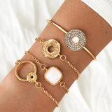 Boho Rhinestone Butterfly Bracelet Set Vintage Jewelry