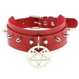 Punk Red PU Leather Pendant Necklace Harajuku Gothic Tassel Torques Necklace
