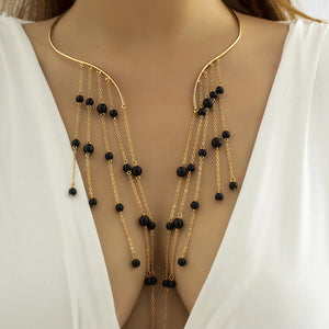 Baroque Pearl Tassel Torques Women Choker Necklace