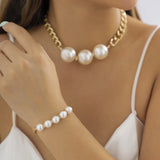 Big Pearl Rhinestone Necklace For Women Girls Gift Choker