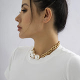 Big Pearl Rhinestone Necklace For Women Girls Gift Choker