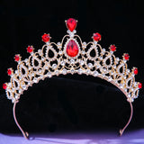 Bridal Pink Crystal Girls Tiara Crown For Women Princess Queen Rhinestone Crown 