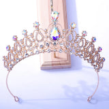 Bridal Pink Crystal Girls Tiara Crown For Women Princess Queen Rhinestone Crown 