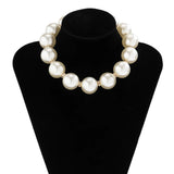 Pearl Rhinestone Choker Necklace for Women - Statement Collar Jewelry