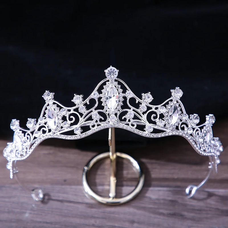 Pink Crystal Crown Hair Jewelry Tiara Rhinestone Girls Party Wedding