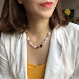 Ethnic Multicolor Heart Beads Pearls Choker Necklace