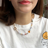 Ethnic Multicolor Heart Beads Pearls Choker Necklace