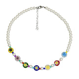 Ethnic Multicolor Heart Beads Pearls Choker Necklace