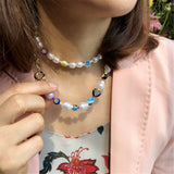 Ethnic Multicolor Heart Beads Pearls Choker Necklace