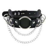 European Style Collar Short Necklace Men Gothic PU Leather Tassel Chain Choker