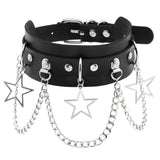 European Style Collar Short Necklace Men Gothic PU Leather Tassel Chain Choker