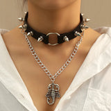 Gothic Circle Spider Heart Choker Necklace Vintage PU Leather Rivet Necklace