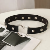Gothic Circle Spider Heart Choker Necklace Vintage PU Leather Rivet Necklace