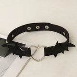 Gothic Circle Spider Heart Choker Necklace Vintage PU Leather Rivet Necklace