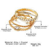 Punk Green Rhinestone Charm Bracelets Set