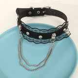 Exaggerated Punk Scorpion Pendant Necklace Gothic PU Leather Geometric Rivet Lac