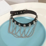 Exaggerated Punk Scorpion Pendant Necklace Gothic PU Leather Geometric Rivet Lac