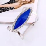 Metal Rhinestone Bangles Women Crystal Bracelet Wide Opening Adjustable Bangle