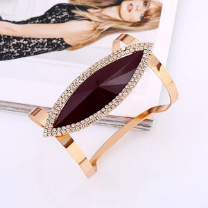 Metal Rhinestone Bangles Women Crystal Bracelet Wide Opening Adjustable Bangle