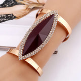 Metal Rhinestone Bangles Women Crystal Bracelet Wide Opening Adjustable Bangle
