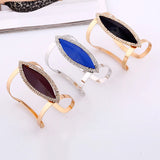 Metal Rhinestone Bangles Women Crystal Bracelet Wide Opening Adjustable Bangle