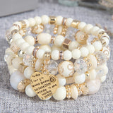 Multicolor Resin Beads Rope Bracelets Ethnic Letters Heart Charm Bracelet