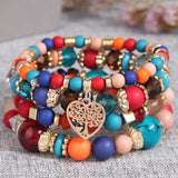 Multicolor Resin Beads Rope Bracelets Ethnic Letters Heart Charm Bracelet