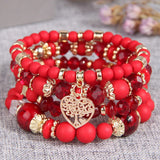 Multicolor Resin Beads Rope Bracelets Ethnic Letters Heart Charm Bracelet